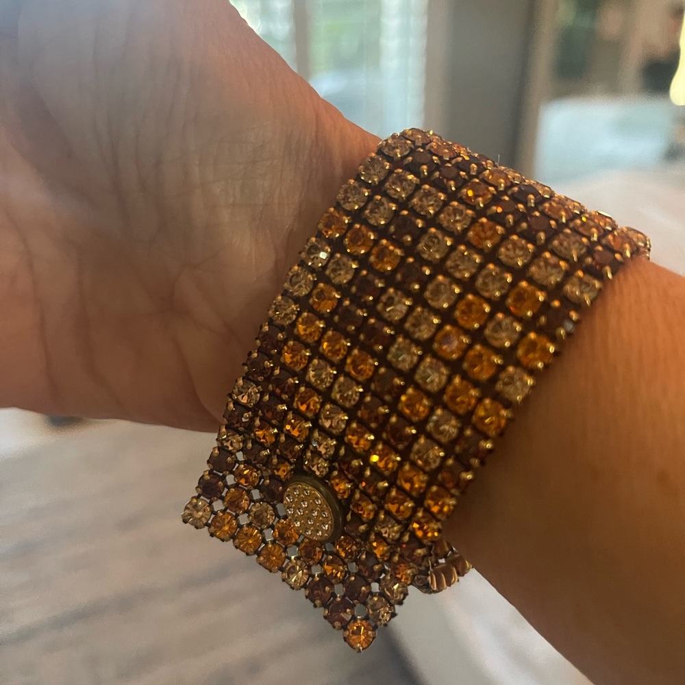 Elegant Gold and Brown Crystal Bracelet